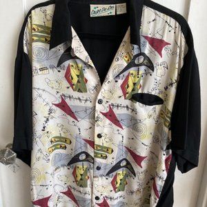 Vintage 90's does 50's mens Googie Retro print shirt size XL